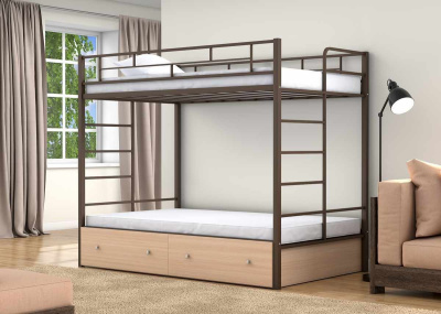 ДВУХЪЯРУСНАЯ МЕТАЛЛИЧЕСКАЯ КРОВАТЬ ВАЛЕНСИЯ ТВИСТ 120 С ЯЩИКАМИ