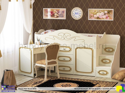 Низкая кровать-чердак Happy kids Bravo M35