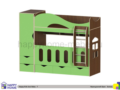 ДВУХЪЯРУСНАЯ КРОВАТЬ HAPPY KIDS SOUL BABY-7 МДФ 170Х80
