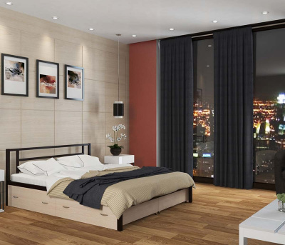 ДВУСПАЛЬНАЯ МЕТАЛЛИЧЕСКАЯ КРОВАТЬ ТИТАН 120х190 С ЯЩИКАМИ