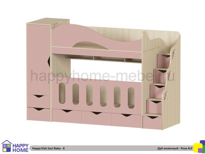 ДВУХЪЯРУСНАЯ КРОВАТЬ HAPPY KIDS SOUL BABY-8 МДФ 170Х80