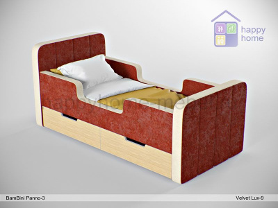 МЯГКАЯ ДЕТСКАЯ КРОВАТЬ BAMBINI PANNO 3 С ТУМБОЙ