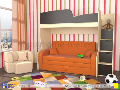 ДВУХЪЯРУСНАЯ КРОВАТЬ-ЧЕРДАК С ДИВАНОМ ОРБИТА SOFT 3