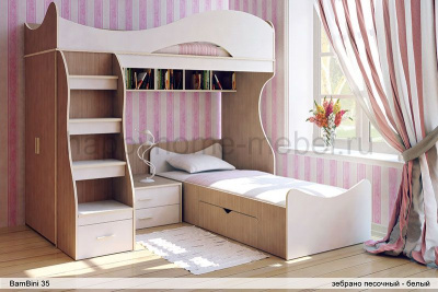 УГЛОВАЯ ДВУХЪЯРУСНАЯ КРОВАТЬ BAMBINI 35