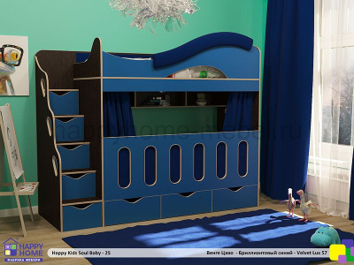 ДВУХЪЯРУСНАЯ КРОВАТЬ HAPPY KIDS SOUL BABY-25 180Х80