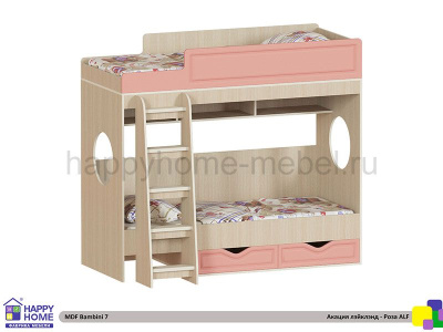 ДВУХЪЯРУСНАЯ КРОВАТЬ BAMBINI 7 МДФ 190