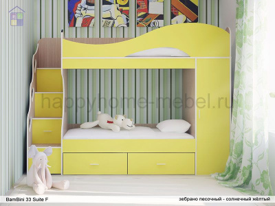 ДВУХЪЯРУСНАЯ КРОВАТЬ BAMBINI 33 SUITE F 200 (ДУБ МОЛОЧНЫЙ/ ВЕНГЕ ЦАВО, L)
