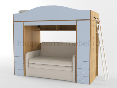 ДВУХЪЯРУСНАЯ КРОВАТЬ С ДИВАНОМ ОРБИТА ЛЕТО 8М