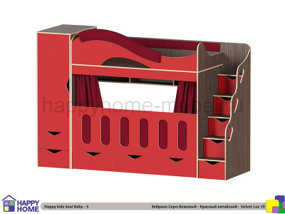ДВУХЪЯРУСНАЯ КРОВАТЬ HAPPY KIDS SOUL BABY-5 170Х80