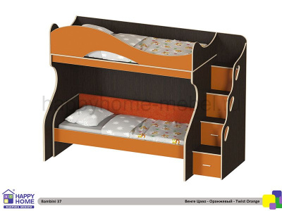 ДВУХЪЯРУСНАЯ КРОВАТЬ BAMBINI 37 С ВЫДВИЖНЫМ НЕЗАВИСИМЫМ НИЖНИМ ЯРУСОМ