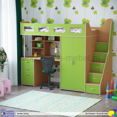 КРОВАТЬ-ЧЕРДАК BAMBINI 28 180 (КОРПУС - БУК БАВАРИЯ 1511)