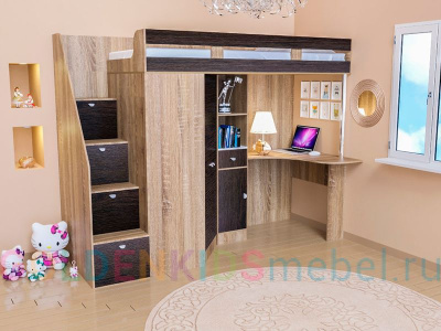 КРОВАТЬ-ЧЕРДАК GOLDEN KIDS 6 (СО ШКАФОМ И РАБОЧИМ МЕСТОМ)