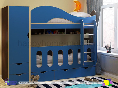 ДВУХЪЯРУСНАЯ КРОВАТЬ HAPPY KIDS SOUL BABY-1 160Х70