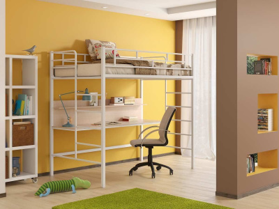 ДЕТСКАЯ МЕТАЛЛИЧЕСКАЯ КРОВАТЬ-ЧЕРДАК АМСТЕРДАМ 190Х120