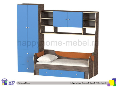 ДЕТСКАЯ СТЕНКА С РАЗДВИЖНОЙ КРОВАТЬЮ ТРИУМФ -3 (БАЗОВАЯ КОМПЛЕКТАЦИЯ)