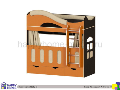 ДВУХЪЯРУСНАЯ КРОВАТЬ HAPPY KIDS SOUL BABY-3 170Х80