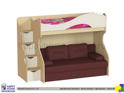 ДВУХЪЯРУСНАЯ КРОВАТЬ С ДИВАНОМ BAMBINI DIVANNO 5 MDF TEMPO