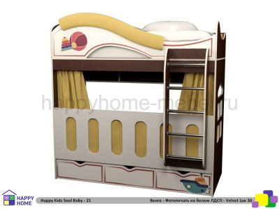 ДВУХЪЯРУСНАЯ КРОВАТЬ HAPPY KIDS SOUL BABY-21 180Х80