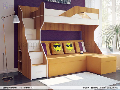 ДВУХЪЯРУСНАЯ КРОВАТЬ С УГЛОВЫМ ДИВАНОМ BAMBINI PANNO 16.13.2