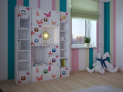 СТЕЛЛАЖ СО ШКАФЧИКАМИ FELICITA TREND D-7 ДЛЯ ДЕВОЧКИ