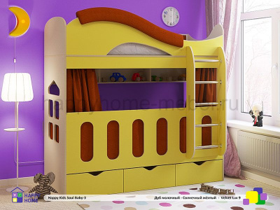 ДВУХЪЯРУСНАЯ КРОВАТЬ HAPPY KIDS SOUL BABY-3 170Х80