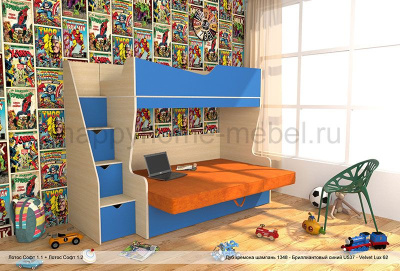 КРОВАТЬ - ЧЕРДАК С ДИВАНОМ ЛОТОС СОФТ 1