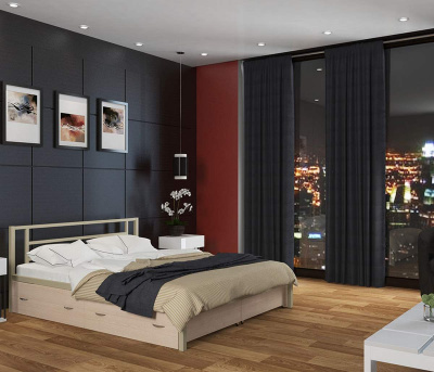 ДВУСПАЛЬНАЯ МЕТАЛЛИЧЕСКАЯ КРОВАТЬ ТИТАН 160Х200 С ЯЩИКАМИ