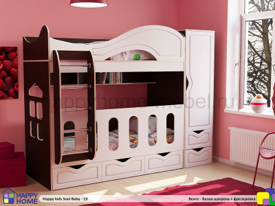 ДВУХЪЯРУСНАЯ КРОВАТЬ HAPPY KIDS SOUL BABY-13 МДФ 170Х80