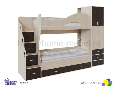 ДВУХЪЯРУСНАЯ КРОВАТЬ CО ШКАФОМ BAMBINI 36 SUITE