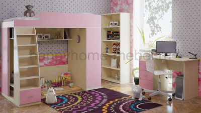 КРОВАТЬ-ЧЕРДАК BAMBINI 12 + СТЕЛЛАЖ BST + СТОЛ BSK