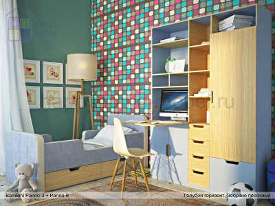 ШКАФ-СТЕЛЛАЖ BAMBINI PANNO 9 (С РАБОЧИМ МЕСТОМ)