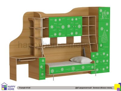 ДЕТСКАЯ СТЕНКА С ОТКИДНОЙ КРОВАТЬЮ ТРИУМФ - 4 (ПОЛНАЯ КОМПЛЕКТАЦИЯ, ФАСАДЫ МДФ)