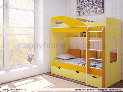 ДВУХЪЯРУСНАЯ КРОВАТЬ HAPPY KIDS SMILE-2 (СМАЙЛ-2) 170Х80 СМ