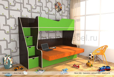 КРОВАТЬ - ЧЕРДАК С ДИВАНОМ ЛОТОС СОФТ 1