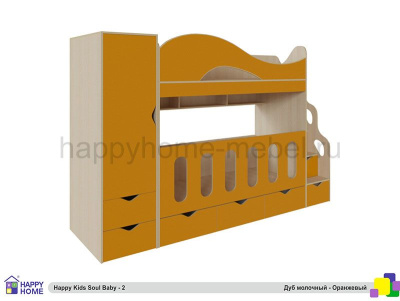 ДВУХЪЯРУСНАЯ КРОВАТЬ HAPPY KIDS SOUL BABY-2 170Х80