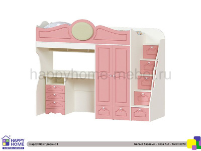 КРОВАТЬ - ЧЕРДАК С РАБОЧЕЙ ЗОНОЙ HAPPY KIDS ПРОВАНС 3