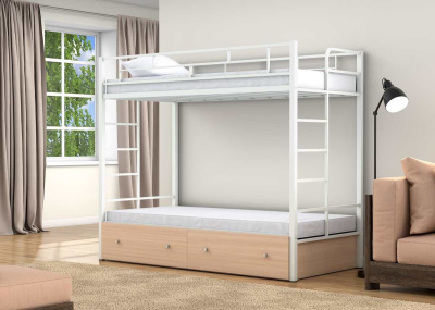 ДВУХЪЯРУСНАЯ МЕТАЛЛИЧЕСКАЯ КРОВАТЬ ВАЛЕНСИЯ ТВИСТ С ЯЩИКАМИ