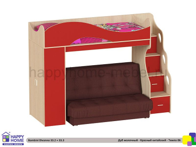 КРОВАТЬ-ЧЕРДАК С ДИВАНОМ ДЛЯ ВЗРОСЛЫХ BAMBINI DIVANNO 33 TEMPO