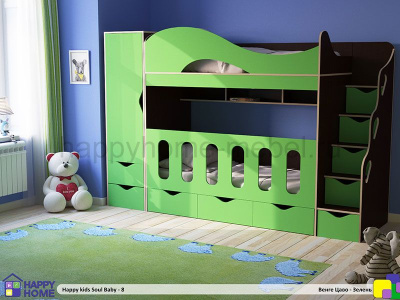 ДВУХЪЯРУСНАЯ КРОВАТЬ HAPPY KIDS SOUL BABY-8 МДФ 170Х80