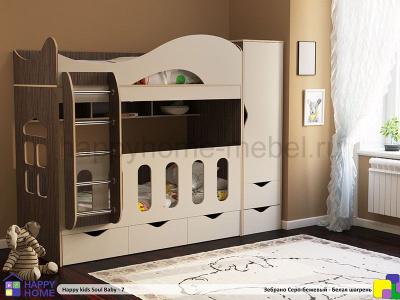 ДВУХЪЯРУСНАЯ КРОВАТЬ HAPPY KIDS SOUL BABY-7 МДФ 170Х80