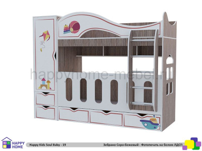 ДВУХЪЯРУСНАЯ КРОВАТЬ HAPPY KIDS SOUL BABY-19 180Х80