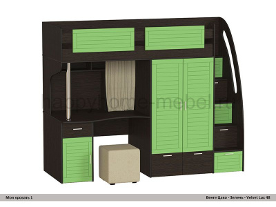 КРОВАТЬ - ЧЕРДАК С РАБОЧЕЙ ЗОНОЙ МОЯ КРОВАТЬ - 1 (С ПУФОМ)