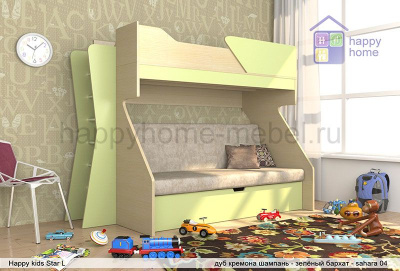 Двухъярусная кровать-чердак с диваном Happy kids Star L