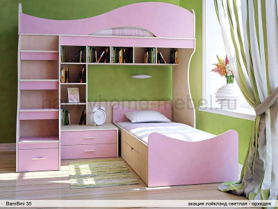 УГЛОВАЯ ДВУХЪЯРУСНАЯ КРОВАТЬ BAMBINI 35