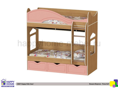 ДВУХЪЯРУСНАЯ КРОВАТЬ HAPPY KIDS SOUL МДФ 170Х80 СМ