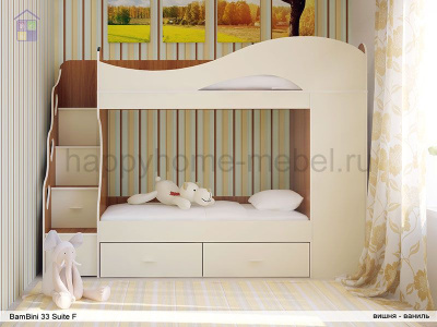 ДВУХЪЯРУСНАЯ КРОВАТЬ BAMBINI 33 SUITE F 200 (ДУБ МОЛОЧНЫЙ/ ВЕНГЕ ЦАВО, L)