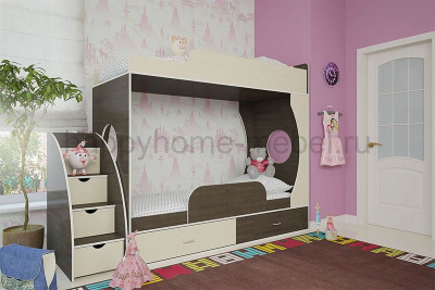 ДВУХЪЯРУСНАЯ КРОВАТЬ ОРБИТА 2 + ЛЕСТНИЦА + ОГРАНИЧИТЕЛЬ