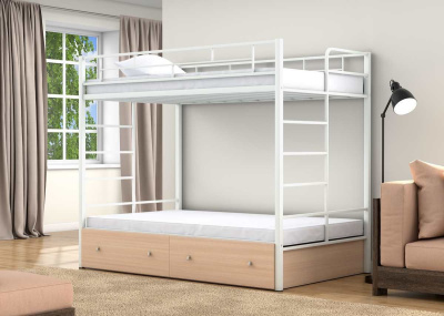 ДВУХЪЯРУСНАЯ МЕТАЛЛИЧЕСКАЯ КРОВАТЬ ВАЛЕНСИЯ ТВИСТ 120 С ЯЩИКАМИ