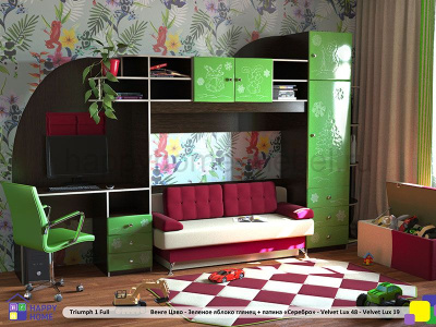 ДЕТСКАЯ СТЕНКА ТРИУМФ -1 (ПОЛНАЯ КОМПЛЕКТАЦИЯ, ФАСАДЫ МДФ)