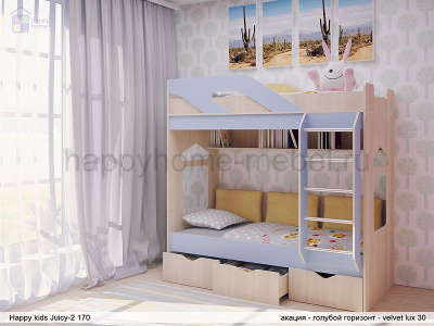 ДВУХЪЯРУСНАЯ КРОВАТЬ HAPPY KIDS JUICY-2 (ДЖУСИ-2) 170Х80 СМ